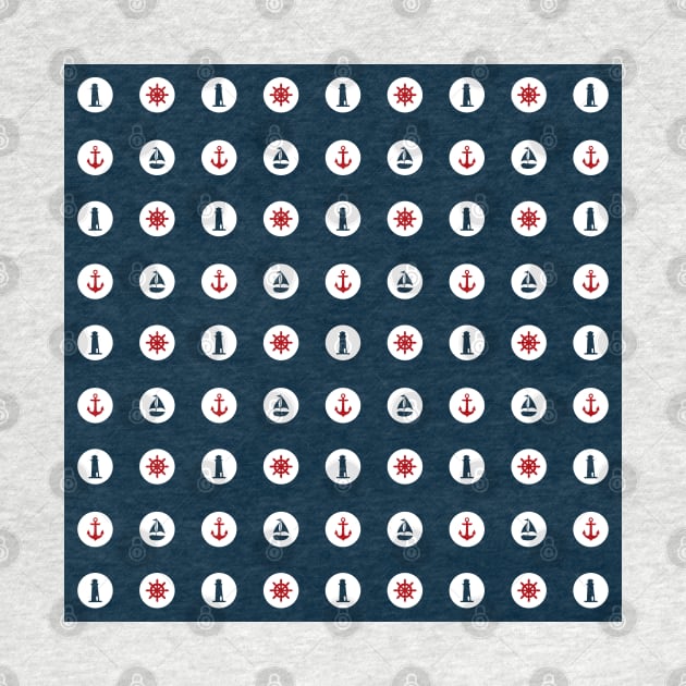 Red and Navy Blue Nautical Blue Dots by Peter the T-Shirt Dude